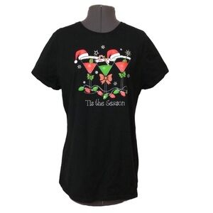 CHRISTMAS Women’s Cotton Graphic Black Shirt XL